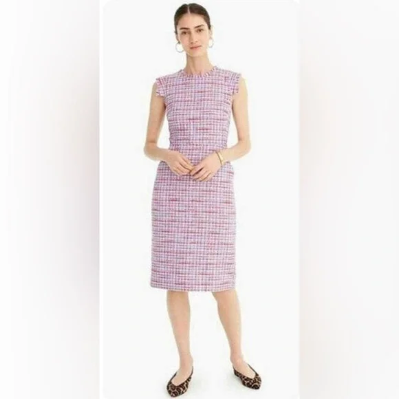 j crew pink tweed dress NWT J Crew size 10 spring blush pink tweed Sophia sleeveless dress BY797 $248